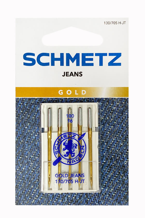 Иглы джинс с золотым покрытием № 100, Schmetz, 5шт оптом