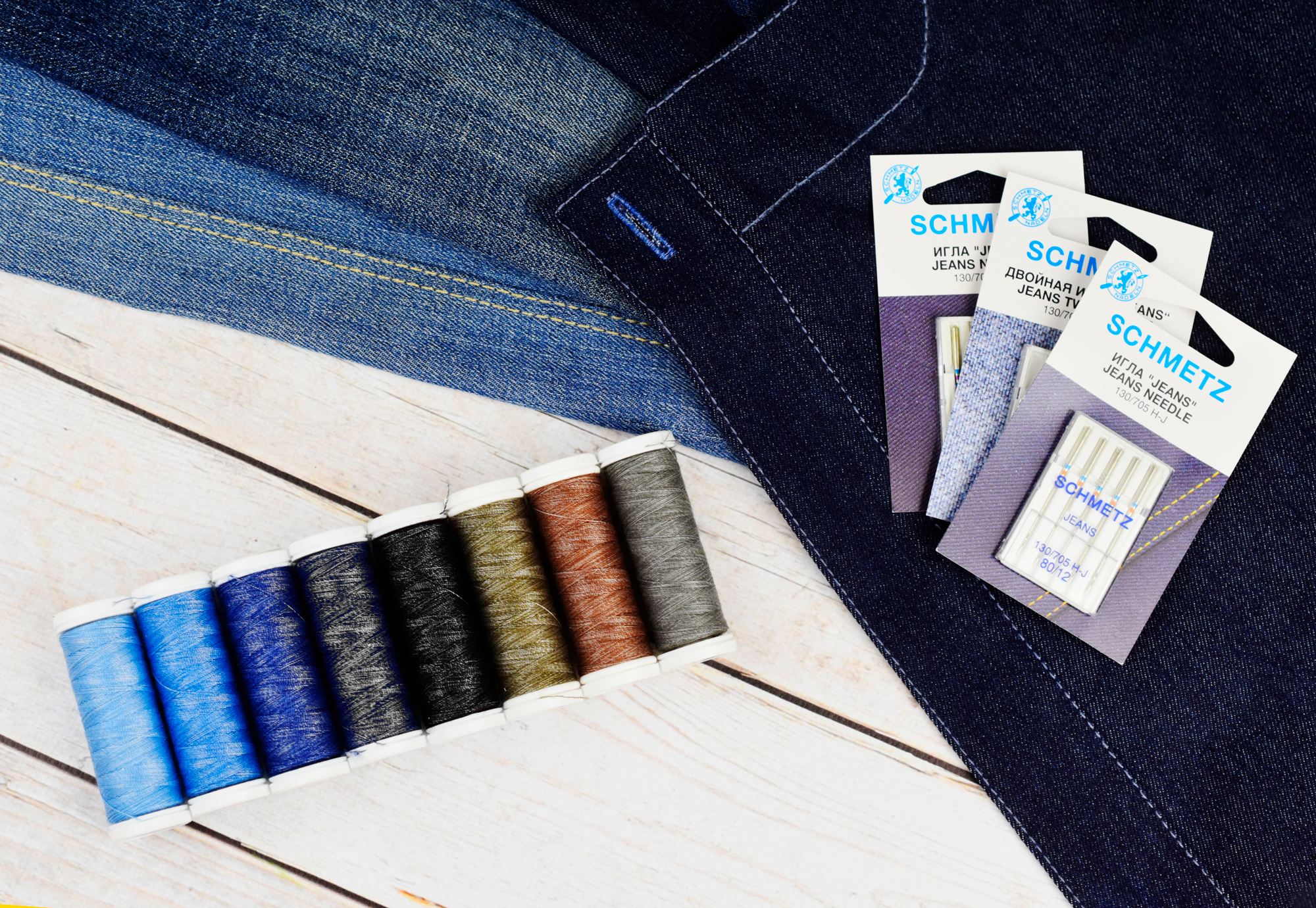 Нитки швейные двухцветные для джинсы Nokton № 80C Aurora оптом