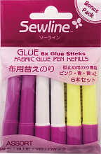 Набор сменных запасных стержней для водорастворимого клея, ассорти 6шт, Sewline оптом