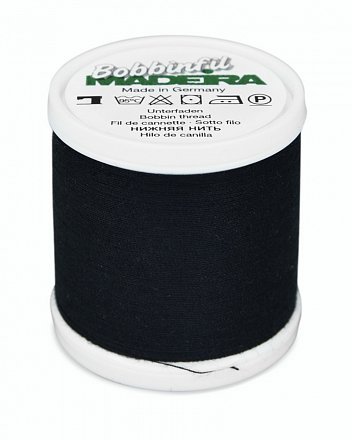 Нитки вышивальные Bobbinfil №70 (500м) черные Madeira оптом