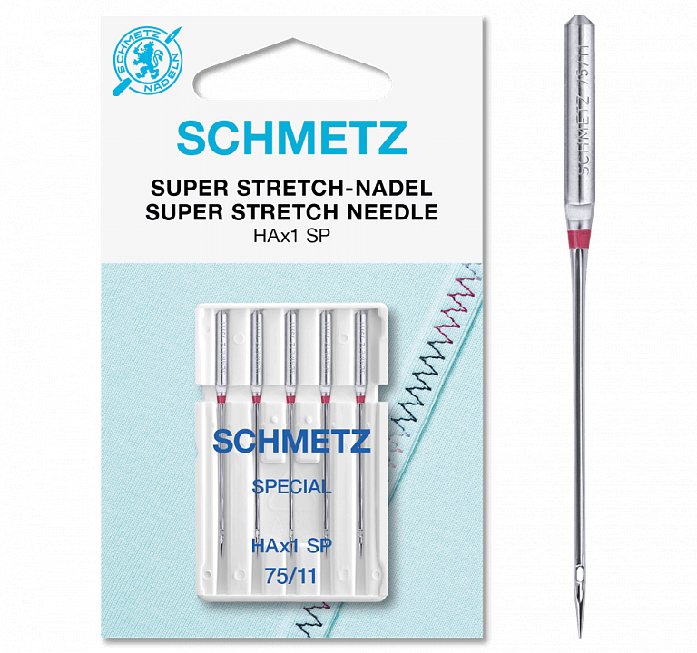 Супер стрейч. Иглы Schmetz super stretch. Schmetz super stretch 75. Иглы Schmetz для оверлока для трикотажа. Иглы ha-1sp Needle 11-14 для оверлока.