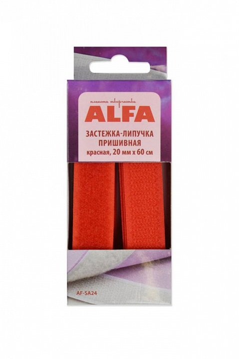 Застежка-липучка пришивная 20мм красная ALFA
