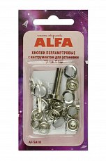 Кнопки перламутровые с инструментом для установки ALFA