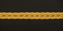 Тесьма кружевная, 14мм,  цвет желтый, ALFA