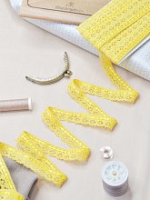 Тесьма кружевная, 19мм, цвет желтый